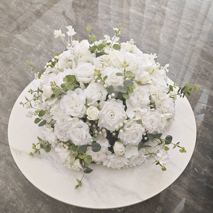 30-70cm Artificial White Rose Flower Ball, Wedding Reception Table Centerpieces, Floral Arrangement for Party Event Decor