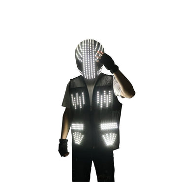 LED Robot Suit Stage Dance Costumes, Light Up Jacket, Strobe Luminous Clothing, Christmas and Halloween Party