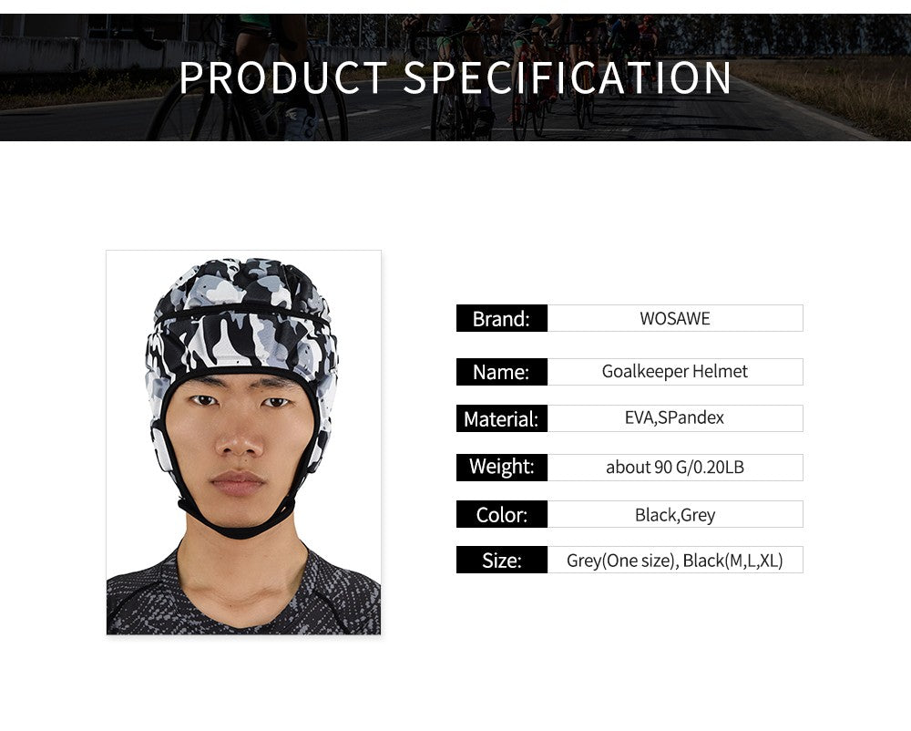 Capacete WOSAWE Soft Shell EVA à prova de choque para futebol, goleiro, proteção de cabeça para motocicleta para jovens e adultos