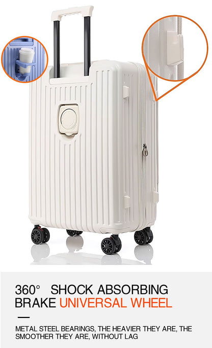 Mala de Viagem Grande Capacidade Expansível Multifuncional Abertura Lateral Case de Bordo Suporte para Copo Rodas com Freio Amortecedor