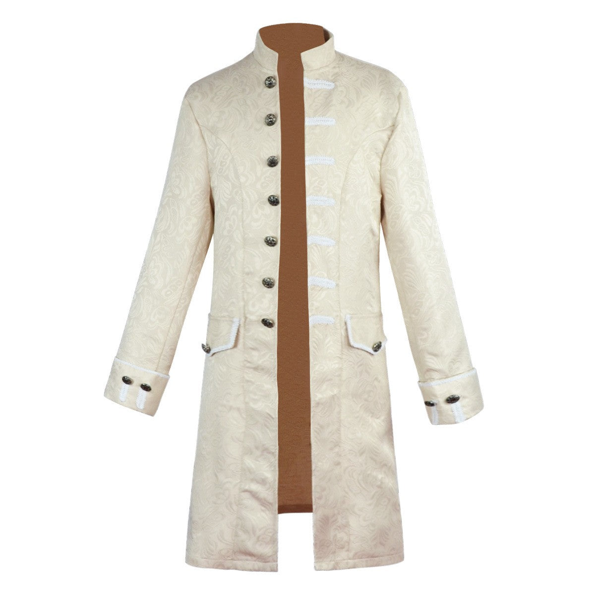 Men's Medieval Style Windbreaker Coat Vintage Lapel Jacquard Medium Length Trench Coat Halloween Party Costume Retro Outerwear