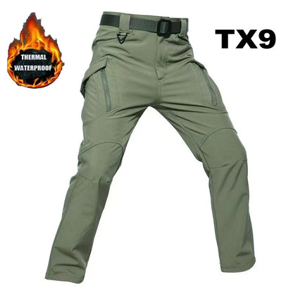 Men's Winter Military Fleece Tactical Sharkskin Cargo Pants Camping Hiking Climbing Trekking Waterproof Outdoor Trousers 5XL