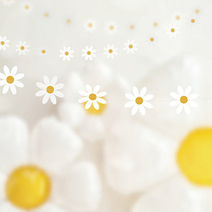 Daisy Flower Paper Banner Hat Cake Toppers Kids Girl Birthday Daisy Theme Party Decorations Hanging Bunting Garland Supplies