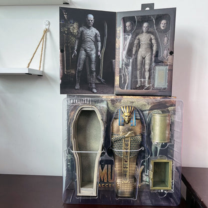 NECA Monsters Figure The Mummy Casket Coffin Pyramid Action Figure Universal Monsters Model Toy Christmas Halloween Gift Doll