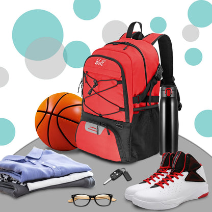 Mochila de basquete grande, bolsa esportiva com compartimento separado para bolas, compartimento para tênis de basquete, futebol, vôlei, natação, academia, viagens
