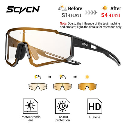 Óculos de Sol Fotocromáticos SCVCN Óculos de Ciclismo para Esportes ao Ar Livre Masculino Feminino MTB Escalada Óculos de Condução para Bicicleta Novo