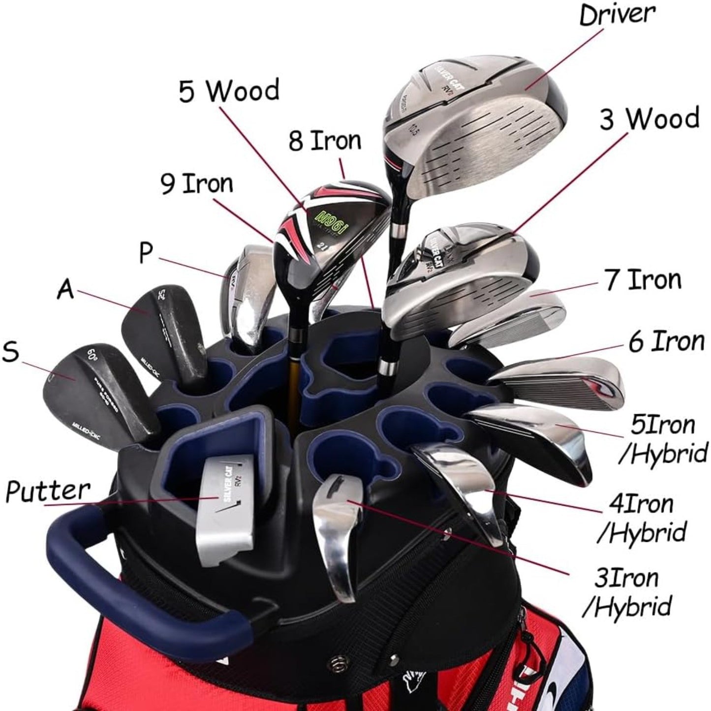 T-Lock Golf Cart Bag with 14 Way Organizer Divider Top, Premium Cart Bag with Handles and Rain Cover for Men