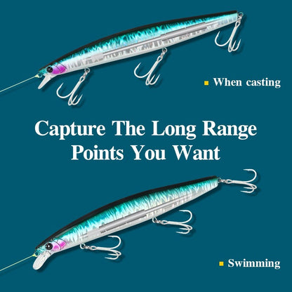 TSURIKNOYA STINGER 163S Isca Artificial Minnow de Fundo para Água Salgada com Lançamento Ultra Longo 163mm 34.2g Iscas Rígidas para Robalo