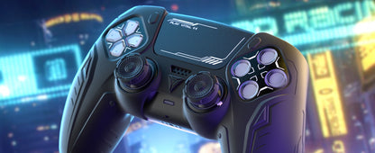 PlayVital Silicone Grip Case for PS5 Controller - Futuristic CyberMech Design Cover Compatible with PS5 Official Charging Dock
