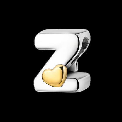 Fit Original Bangle Bracelet DIY A-Z Alphabet Charms Bead 925 Sterling Silver CZ Zircon LOVE Letter Dangle Pendant Jewelry Gift