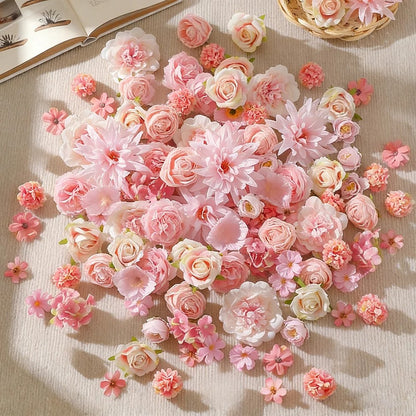 15/50Pcs Mix Artificial Flowers Head Rose Fake Flower for Home Room Decor Wedding Marriage Decoration Bride Craft Gift Accessory