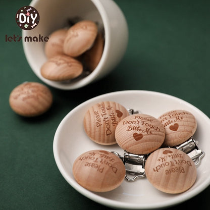 [Sale] Let's Make 5Pcs Baby Teething Beech Wooden Pacifier Chain Clip Baby Food Grade Shape Holder Dummy Clip for DIY Accesories