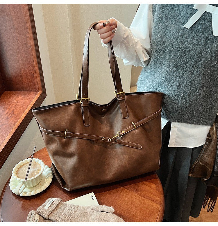 Retro Big PU Leather Shoulder Bag for Women 2025 Winter Trend New Y2K Fashion Handbags Females Travel Luxury Tote Bag  bolsas