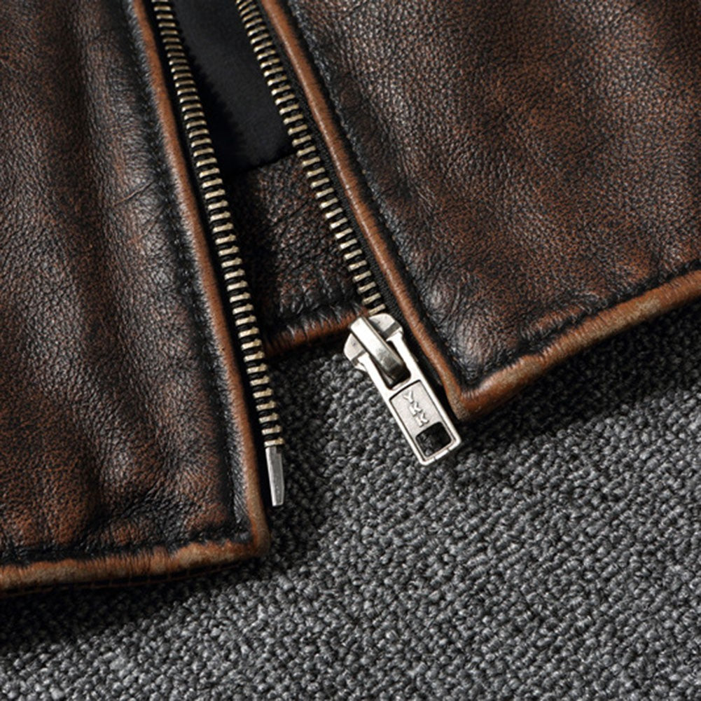 Men Imatition Leather Retro Stand Collar Jacket PunkStyle Coat Motorcycle Clothe