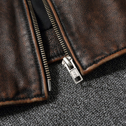 Men Imatition Leather Retro Stand Collar Jacket PunkStyle Coat Motorcycle Clothe