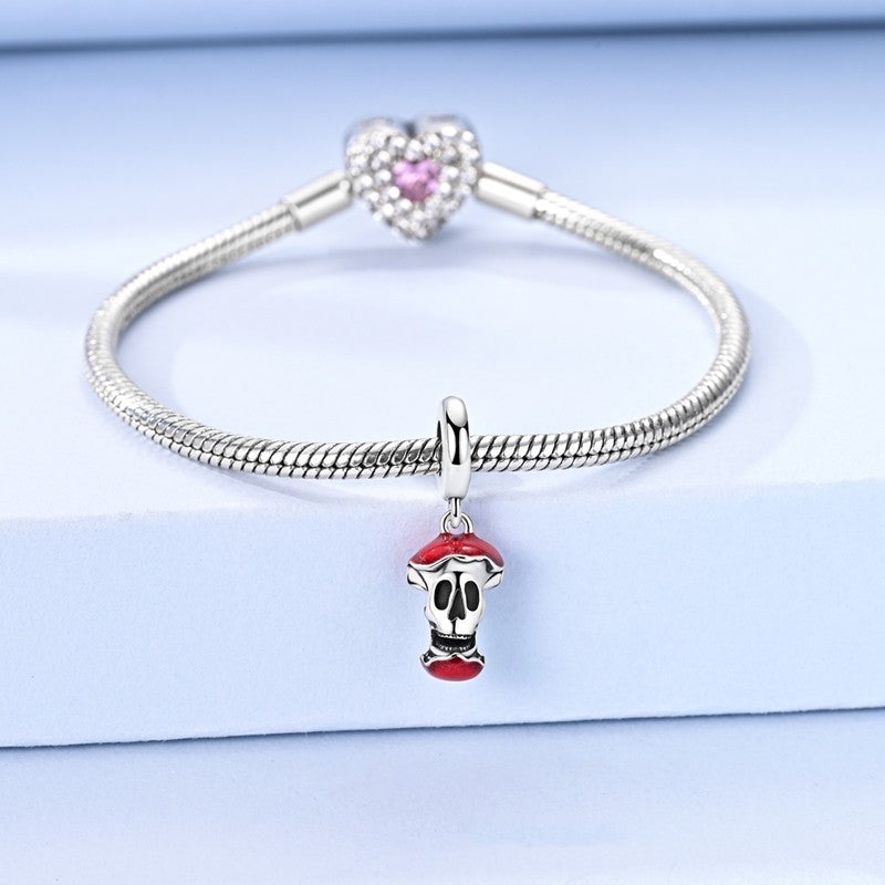 Heart & Organ Charm 925 Sterling Silver Red Rose Skull Dangle Pendant Dark Aesthetic Fit Bangle Bracelet Necklace DIY Jewelry