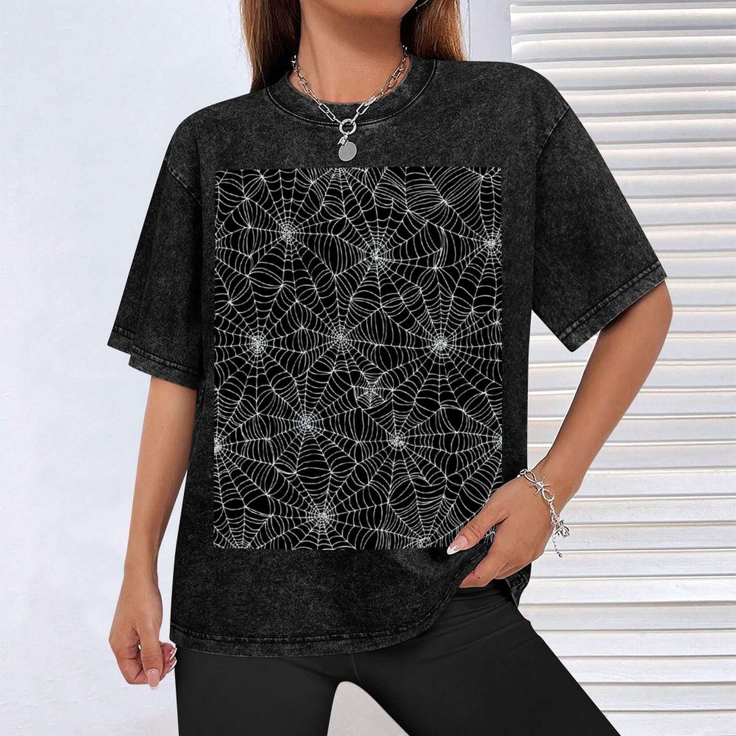 Spider web pattern - white on black by Cecca Designs T-Shirt plain Men's t-shirts