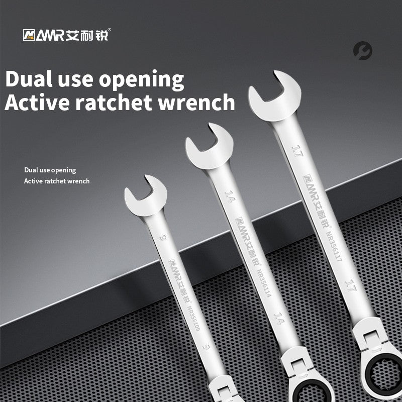 Conjunto de Chaves Catraca AMR Ferramenta Manual de 72 Dentes Cabeça Flexível Acabamento Espelhado 6mm-32mm Reparo Automotivo e Residencial