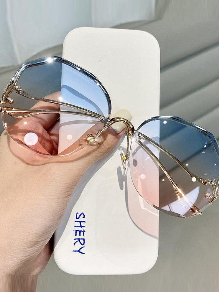 Rimless Sunglasses Women Metal Female Vintage Ladies Stylish Design Oversized Square Sun Glasses UV400