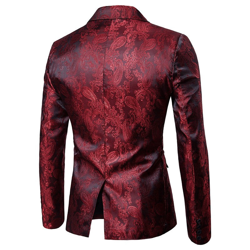 Multi Colors Men's Suit Palace Style Dark Pattern Design and Fashionable One Button Buckle Slim Fit Blazer Mujer Clothing
