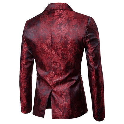 Multi Colors Men's Suit Palace Style Dark Pattern Design and Fashionable One Button Buckle Slim Fit Blazer Mujer Clothing