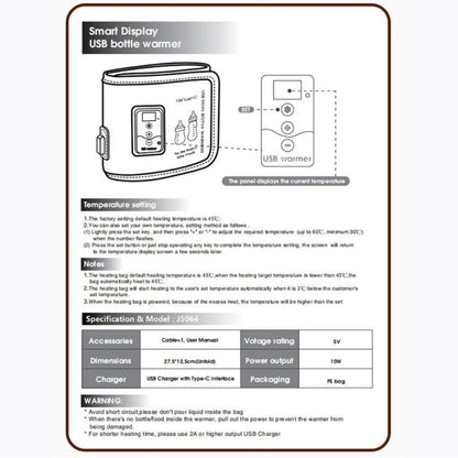 J15U Bottle Warmer Bag for Babies Feeding Bottles Insulation Sleeve Heating Cover