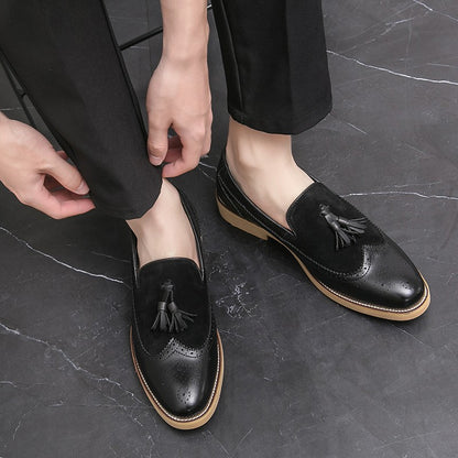 Men Business Dress Casual Fashion Elegant Formal ShoesSlip-on Evening Dress Loafers Party Tassel Leather Shoes Wedding Shoes