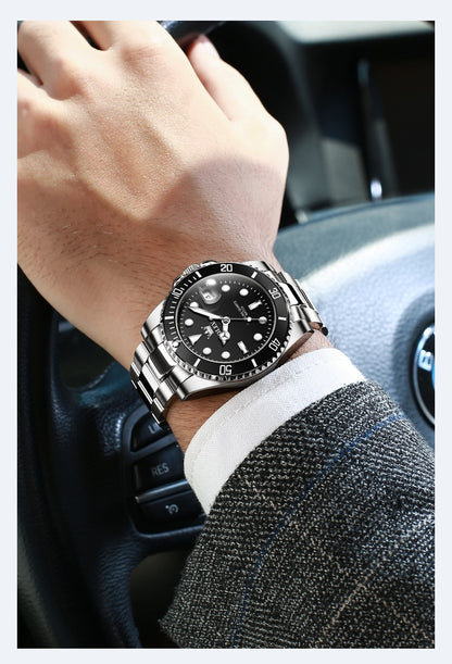 OLEVS Men's Watches Trend Luxury Fine Steel Strap Big Date Original Brand Quartz Wristwatch for Man Waterproof Luminous 5885 New