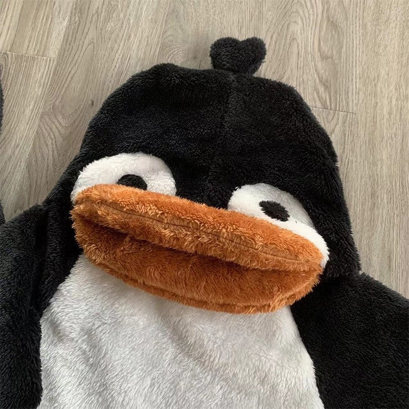 2025 Winter Infants Toddlers Pajamas Set Penguin Style Children's Warm Thicken Flannel Sleepwear Soft Loose 2 Pcs Suit Plush Pjs