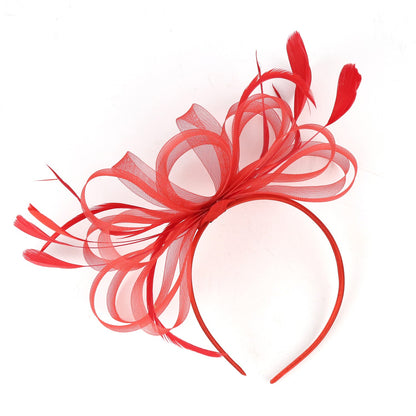 Women Chic Fascinator Hat Cocktail Wedding Party Church Headpiece Elegant Headwear Feather Hair Accessories Bride Hairpin