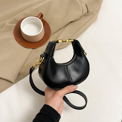 Simple Y2K Pu Leather Handbag Solid Color Minimalist Style Crossbody Bag Coin Purses Half-moon Crescent Bag Ladies