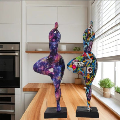 Europe Resin Decoration Home Wine Cabinet Ornaments Action Figures Statue Graffiti Yoga Weight Loss Woman Living Room Decor New