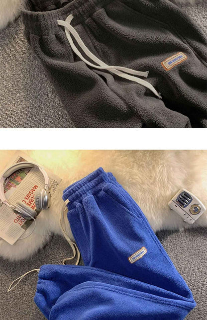 Lamb Velvet Thickened Fleece Women's Casual Pants Autumn Winter Warm Outdoor Wear Loose Fit Sports Trousers
