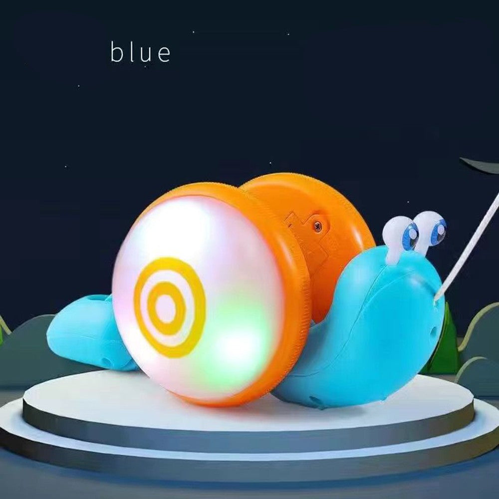 Children's Pull-Along Snail Toy, Baby Learning to Walk and Crawl Toy, Pull String Leash with Lights and Music