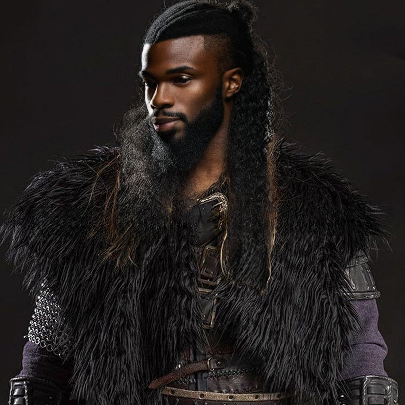 Fur Collar Winter Clothing King Warrior Cloak Viking Fur Shawl Medieval Warrior Artificial Fur Cloak Halloween Cosplay Costume