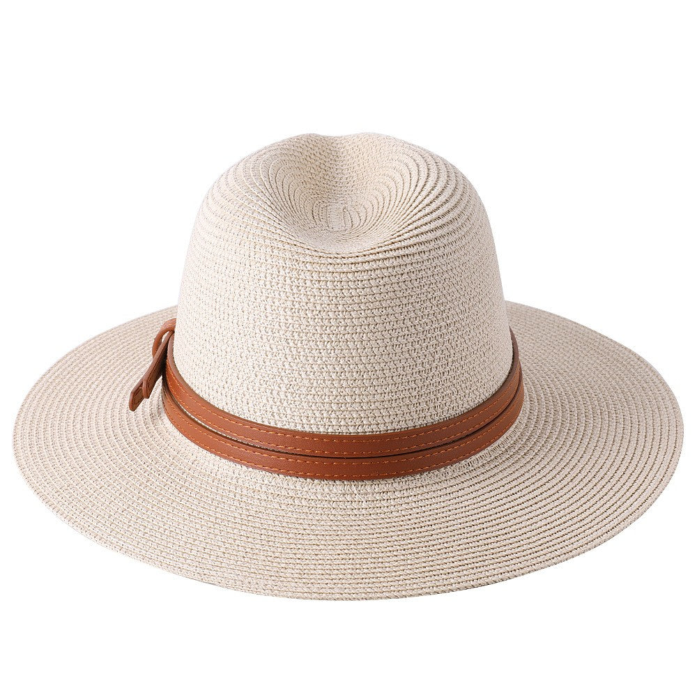 56-58-59-60CM New Natural Panama Soft Shaped Straw Hat Summer Women/Men Wide Brim Beach Sun Cap UV Protection Fedora Hat