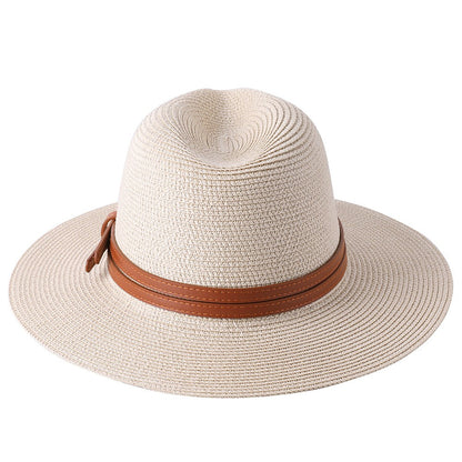 56-58-59-60CM New Natural Panama Soft Shaped Straw Hat Summer Women/Men Wide Brim Beach Sun Cap UV Protection Fedora Hat
