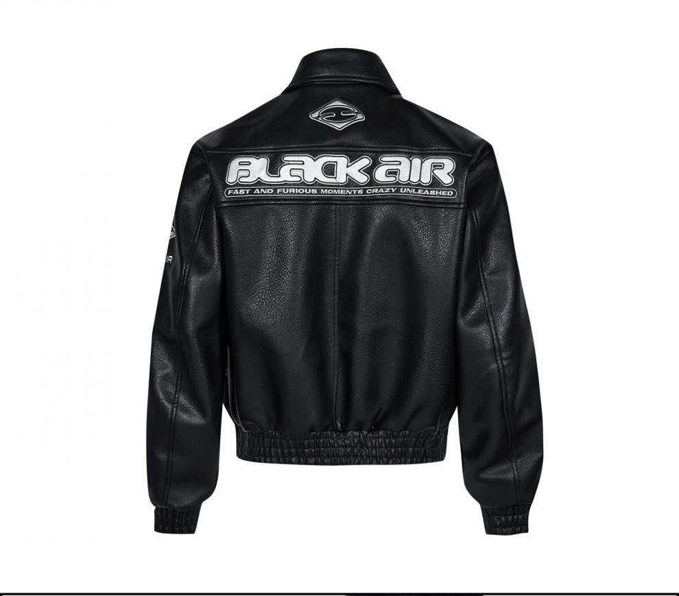 Heavy Duty Embroidered Men's Motorcycle Leather Jacket, Silver Edgy Aesthetic Windbreaker for Men, Autumn Fashion Mans Clothes