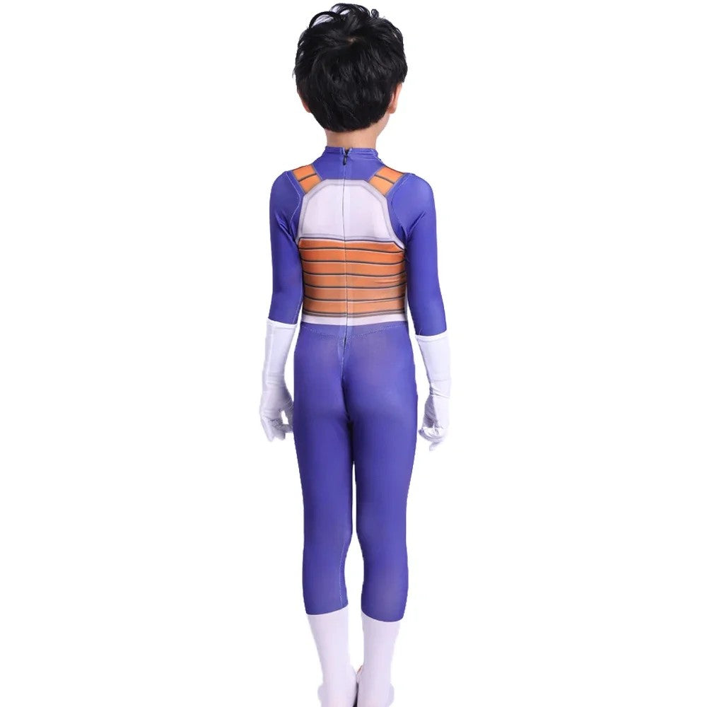 Anime Children's Vegeta Role-playing Costumes Paired With Tricolor Wigs Adult Super Saiya Bodysuits Holiday Party Costumes