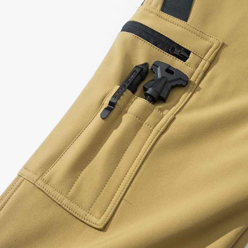 Men Winter Autumn Warm Fleece Pants Waterproof Hiking Camping Climbing Cargo Military Tactical Casual Trousers Softshell Elastic