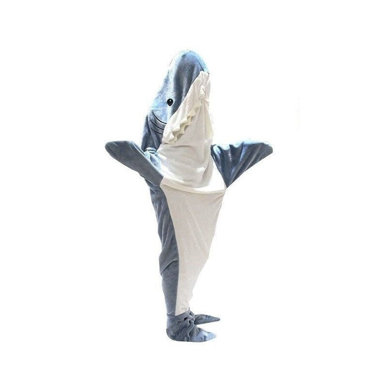 Shark Sleeping Bag Shawl Hooded Flannel Blanket Homewear Clothes Cartoon Pajamas Office Nap Animal Jumpsuit  For Children Adult