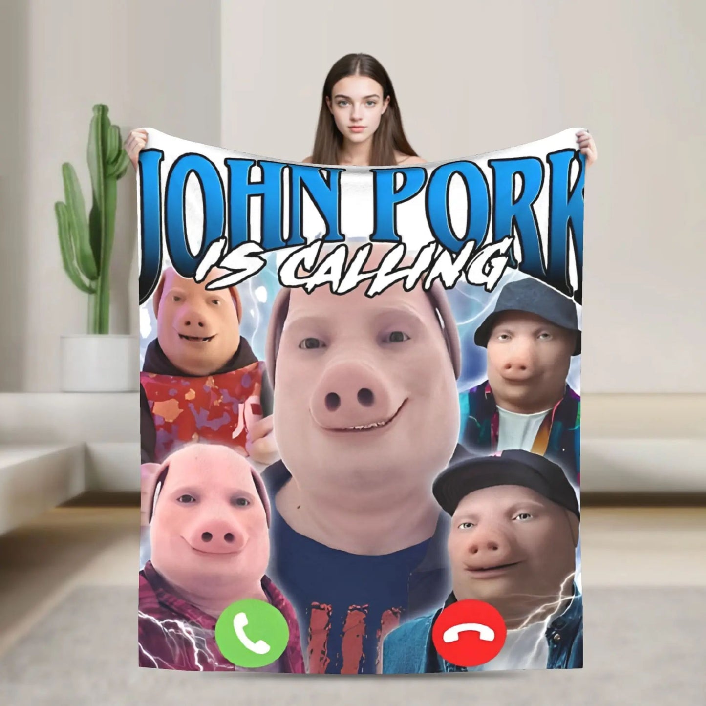 Super Soft Funny Print Throw Blanket for Bedding Travel Outdoor Use  John Pork Is Calling