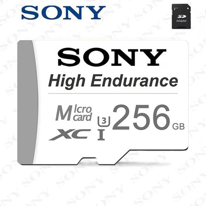 Cartão Micro TF/SD de Alta Resistência SONY 512GB 64GB 128GB 256GB Cartão de Memória de até 100MB/s Cartão Flash TF para Monitoramento Câmera Veicular
