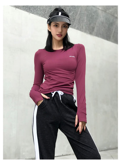 Fitness Tops Women Tight Sports Long Sleeve Yoga Clothing Running Training Clothes Gym Workout Shirt Comfortable Training Cloth
