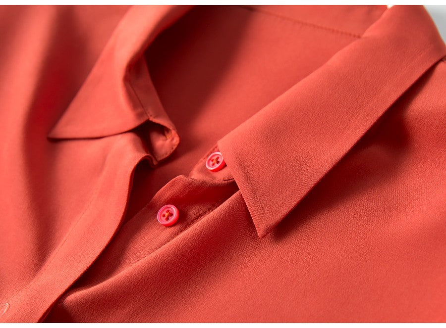 2025 Spring New Women's Silk Shirt Women's Long Sleeve 100% Mulberry Silk Blouse 16 MM White-collar OL Style Shirts For Women