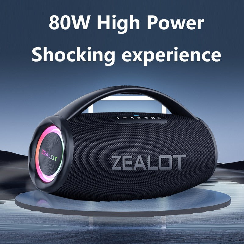 Alto-falante sem fio ZEALOT S97 80W, Subwoofer portátil para uso externo, Qualidade de som Hifi, Emparelhamento duplo, Carregamento rápido, 16000mAh.