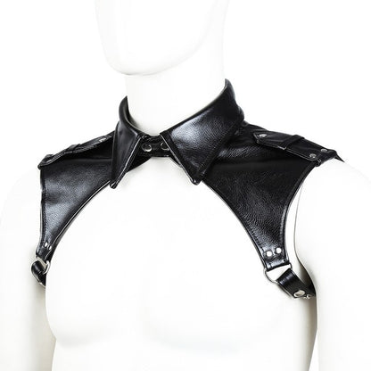 Unisex Latex Hood Mask Sexy Men Women PU Leather Masks Cosplay Flirting Tail Chest Strap Headwear Cosplay Sexy Accessory