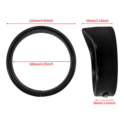 Anel de Acabamento do Farol de 7'' para Motocicleta + Capa de Luz de Neblina de 4.5'' + Anel de Acabamento do Pisca Estilo Visor para Harley Touring Road King Softail