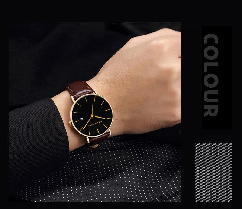 Classic Bauhaus Design Men Watch Dark Blue  Japan Quartz Waterproof Stainless Steel Fashion Business Calendar Ultra Thin Watches