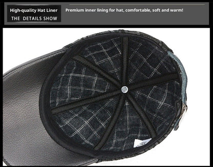 Classic Genuine Sheep Leather Baseball Cap for Men Adjustable Lightweight Breathable for Spring/Autumn